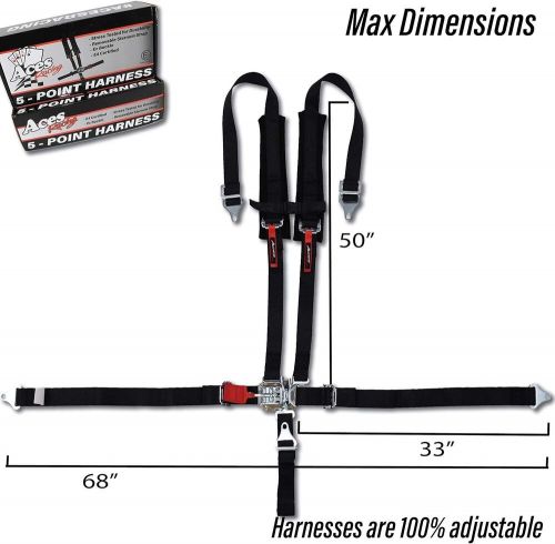 Racing 5 Point Harness With 2 Inch Padding Black New Open Box-Aces, US $39.87, image 2