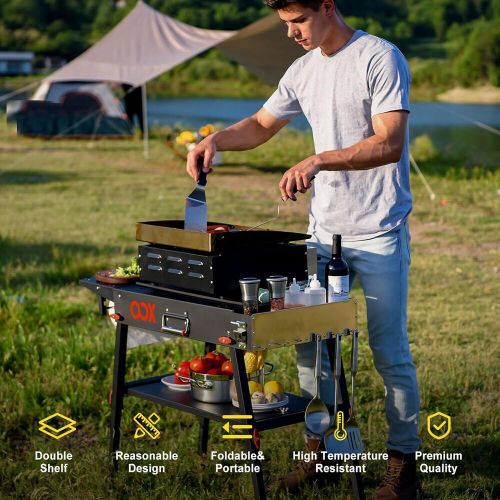 OOX Portable Grill Table with Double-Shelf for Outdoor Prep,Folding Black, US $206.43, image 2