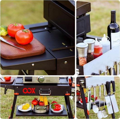 OOX Portable Grill Table with Double-Shelf for Outdoor Prep,Folding Black, US $206.43, image 3