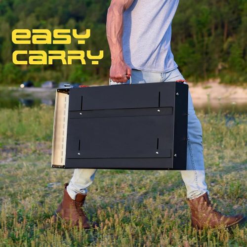 OOX Portable Grill Table with Double-Shelf for Outdoor Prep,Folding Black, US $206.43, image 4