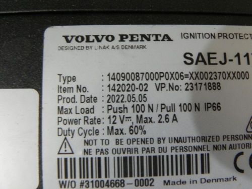 Volvo Penta Stern Drive Ignition Protector P# 23171888 w/cable P# 23490170 OEM!, US $275.00, image 3