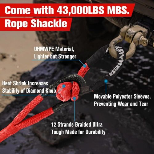 Kinetic Recovery Rope Kit 2 Soft Shackles 7/8 Inch x 20 FT Tow Rope, US $94.99, image 2
