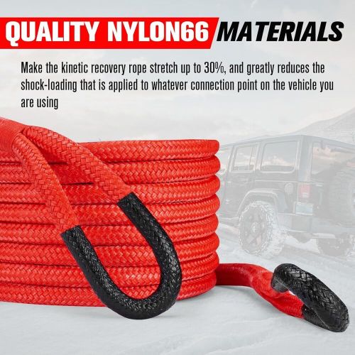 Kinetic Recovery Rope Kit 2 Soft Shackles 7/8 Inch x 20 FT Tow Rope, US $94.99, image 5