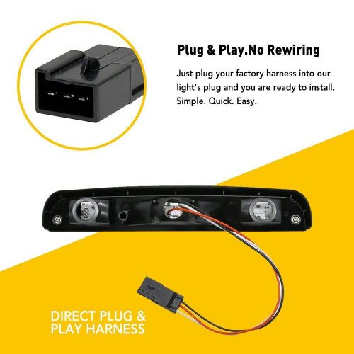 For 1994-96 ford f150 f250 bronco third brake light smoke led rear cargo lamp hd