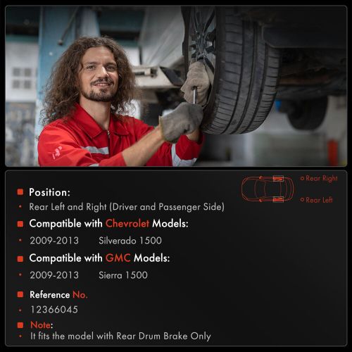 Rear LH & RH Brake Drum for Chevrolet Silverado 1500 GMC Sierra 1500 2009-2013, US $157.19, image 4