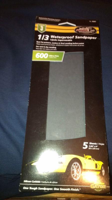 Gator finish 1st 1/3 waterproof sandpaper 600 ultra fine 5 sheets wet & dry new