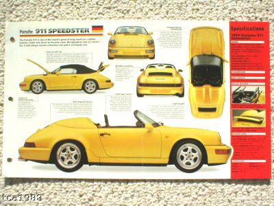1989/1994 porsche 911 speedster imp brochure