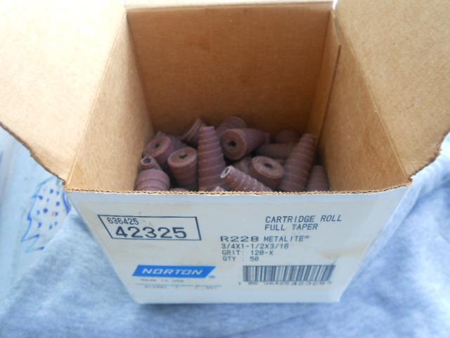 Norton tapered cartrige rolls 120 grit -20 rolls per order free shipping