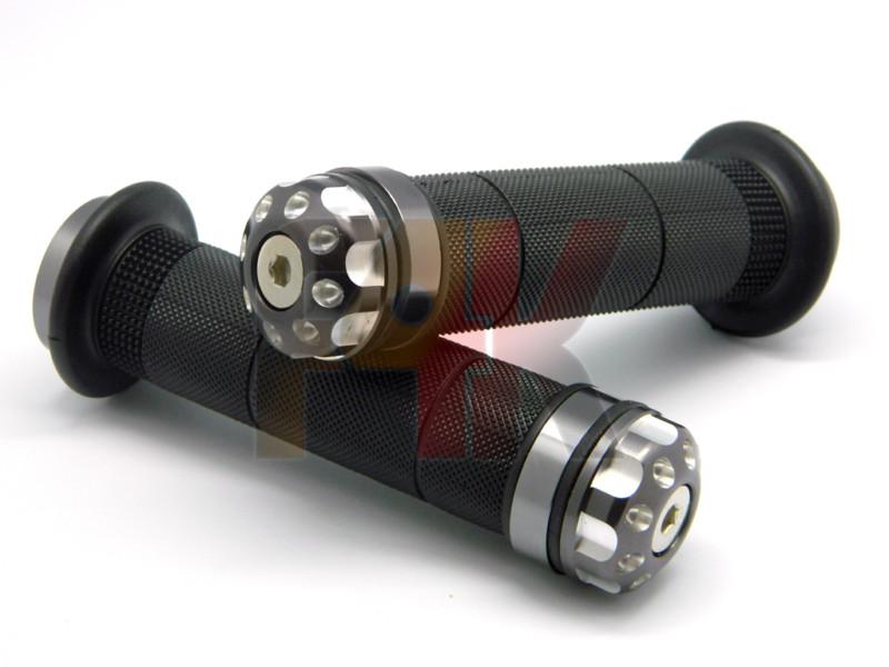 Titanium grey sports dirt enduro bikes rubber gel hand grips w/ bar end plug