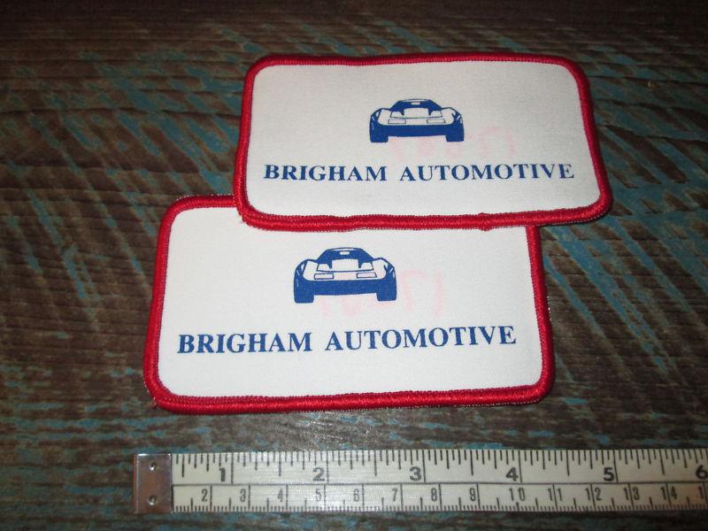 Two brighan auto corvette service station mechanic uniform patch dickies racing