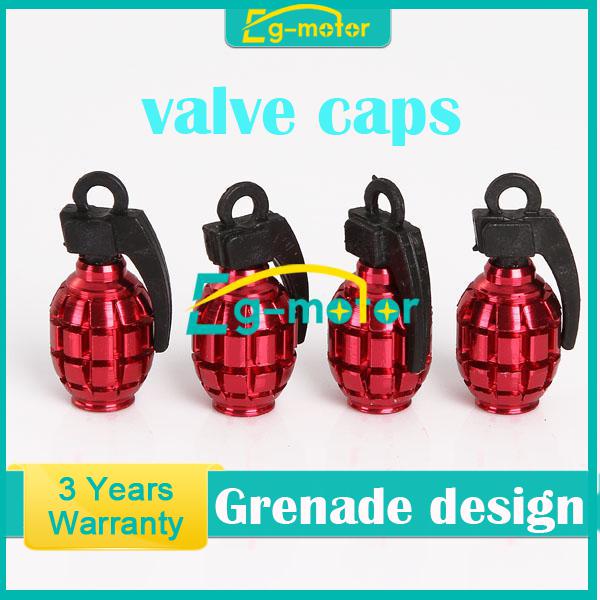 4pcs red grenade bike car motors motorcycle tire tyre air valve dust cap cover