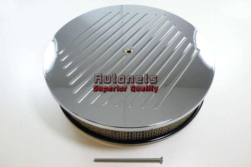 14" round chrome aluminum air cleaner ball milled universal fit carburetor
