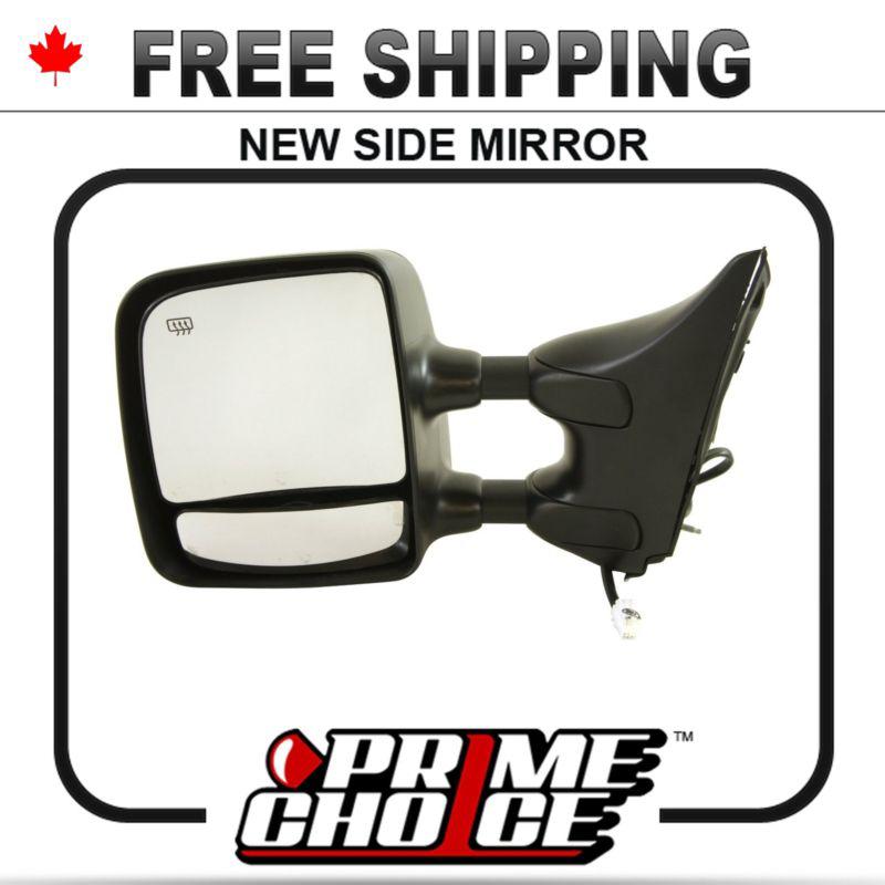 New power heated black towing mirror left driver side