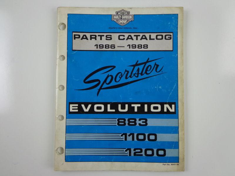 Harley davidson 1986-88 sportster evolution 883/1100/1200 parts catalog 99451-88