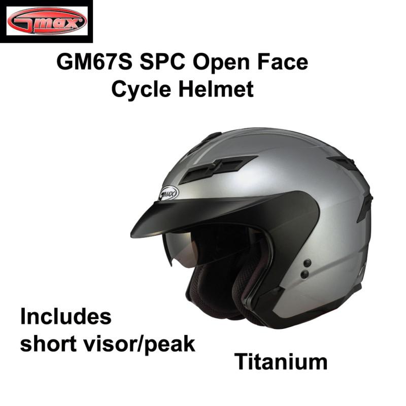 Gmax gm67s open face motorcycle street helmet (s,m,l,xl,2x,3x) titanium