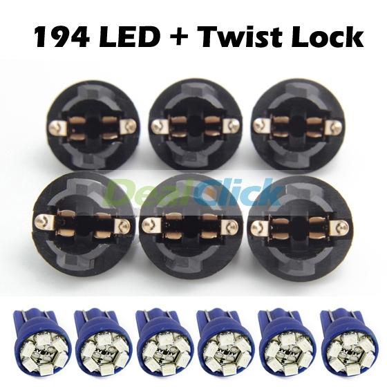 6x pc194 pc161 gm 1/2 hole twist lock gauge instrument panel dash light bulb t10