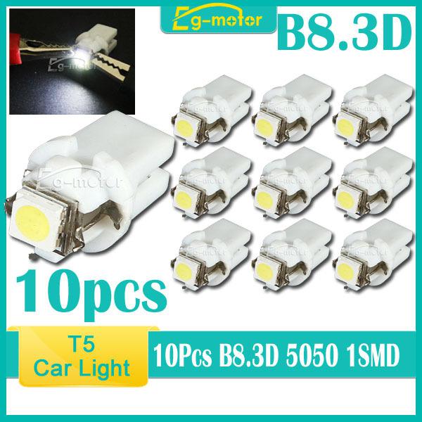 10x t5 b8.3d 5050 1smd led light bulbs car indicator side dashboard lamp white 