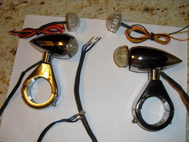Harley davidson heartland bullet turn signal lights and fork tube light brackets