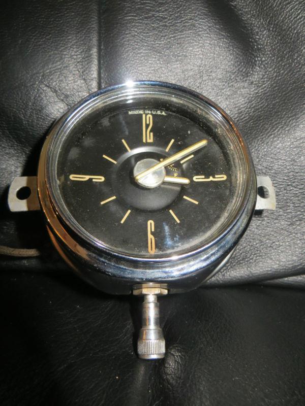 1949 ford vintage chrome dash clock  geo. w. borg corp. chicago il great shape