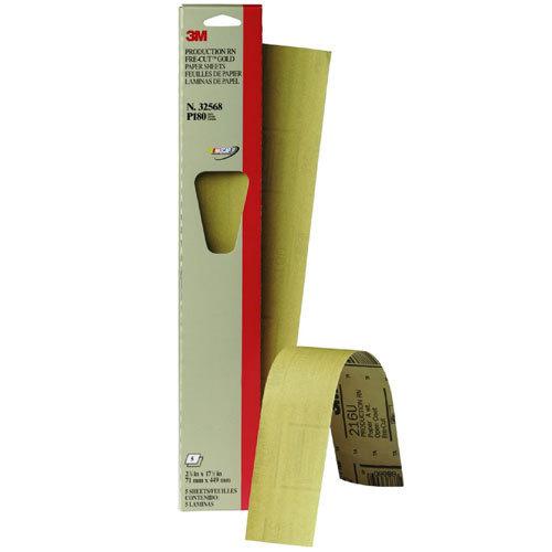 3m 180 grit production gold sandpaper 2 3/4" x 17.5" longboard sheet 5pk 32568