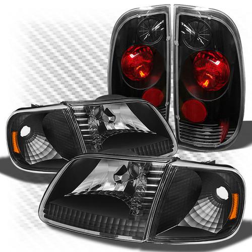97-03 f150, 97-99 f250ld black headlights + corner + altezza style tail lights