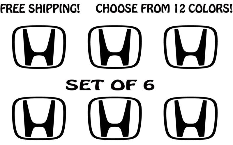 6 piece honda wheel center cap rim  vinyl decal sticker civic accord crx prelude