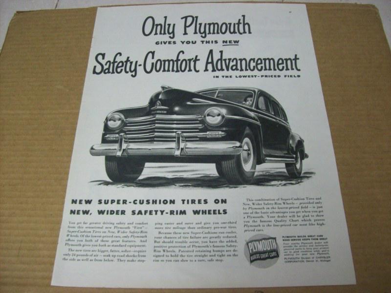 1948 plymouth  4 dr. sedan  advertisement, vintage ad 