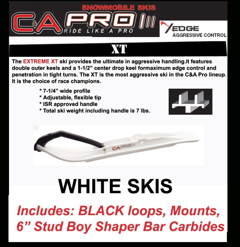 Ski-doo 2003 & older dsa c&a pro xt extreme white skis, mounts, shaper carbides