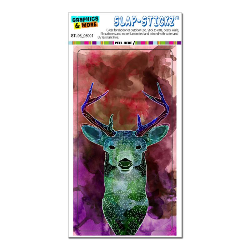 Deer watercolor magenta - slap-stickz™ car window locker bumper sticker