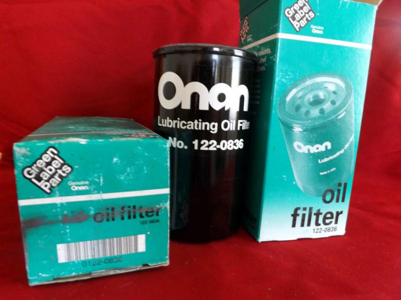 Onan rv generator oem oil filter lot of 2 part number 0122-0836 nib