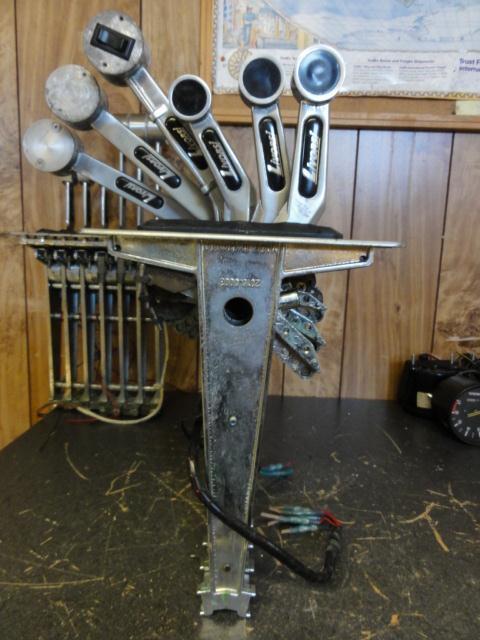 Used livorsi triple engine shifter  w/ trim switch - brushed stainless steel