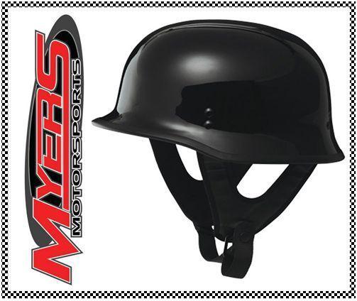 Fly 9mm half german army helmet gloss black motorcycle street size xxl 2xl
