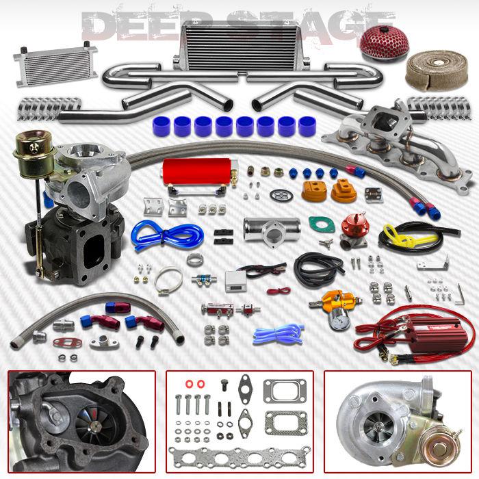 T25/t28 17pc turbo kit w/intercooler+blow off valve+manifold+wrap a4/passat 1.8l