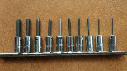 Snap on tools 110tmay 1/4" drive 10 piece sae hex bit set.