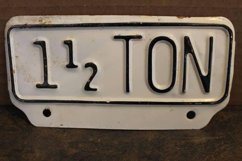 Rare 1 1/2  ton pickup truck license plate topper accessory chevy ford  gmc tag
