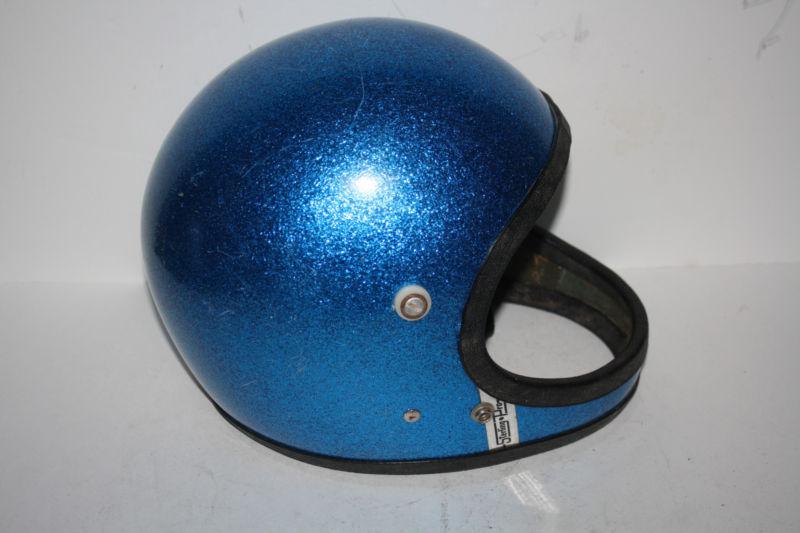 Vintage sterling pro competition helmet blue metal flake full face motorcycle!