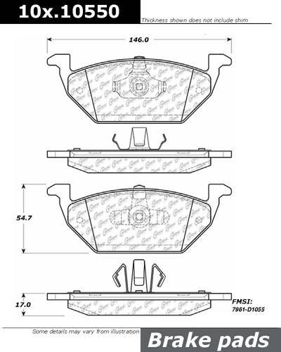 Centric 106.10550 brake pad or shoe, rear-posi-quiet extended wear w/shims