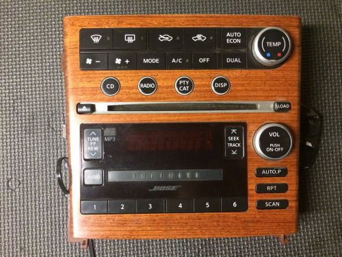 05-07 infiniti g35 coupe sedan 05-06 bose wood radio cd temp control face plate