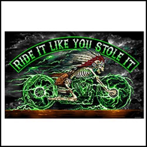 Biker flag, hot leathers skeleton cycle full size biker flag (3'x5')