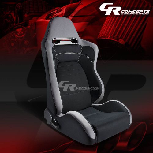 2x type-r gray black cloth sports racing seats+mounting sliders passenger side