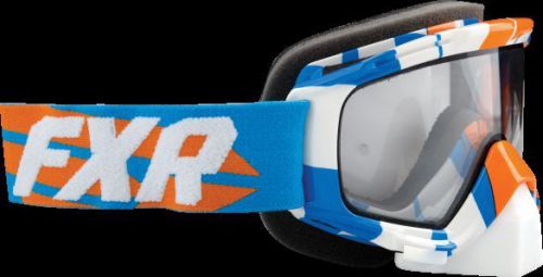 Fxr mission snowmobile ski goggles with clear lens-  orange/cyan- one size -new