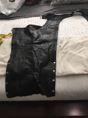 Unik leather apparel black womans chaps xs. braid detail 32" inseam