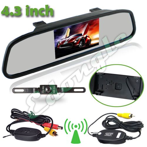 4.3&#039;&#039; car rear view monitor mirror+ 2.4g wireless reverse night vision camera