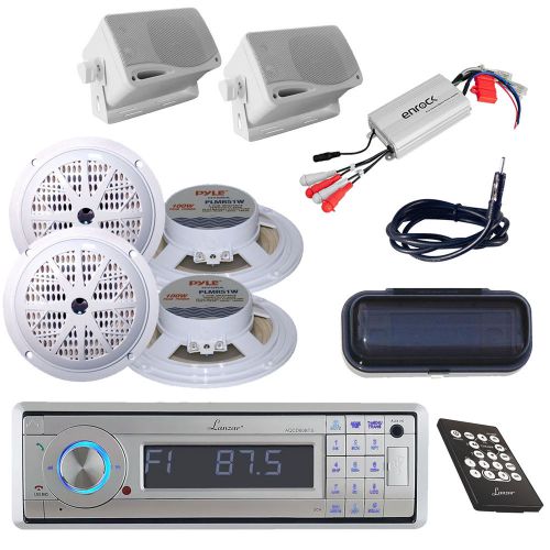 Boat yacht silver cd/mp3/usb/sd am/fm stereo player +4 speakers,800w amp,antenna