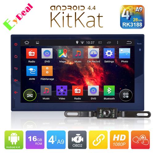 7" quad-core obd2 android 4.4 car player radio stereo gps wifi 3g no dvd