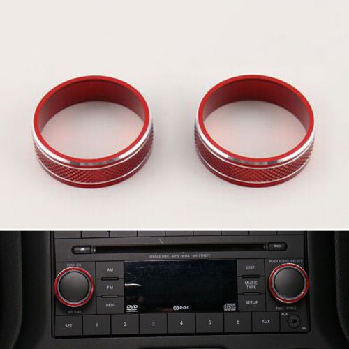 Red center cd switch button knob cover ring for wrangler compass patriot 11-2015