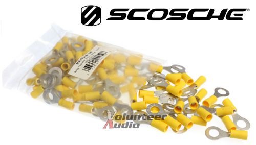 Scosche vinyl ring terminal yellow 5/16&#034; 12-10 gauge 100 pieces/bag