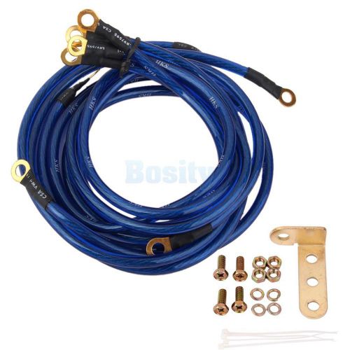 Universal car/truck/suv ground/grounding wire cable earth system kit blue