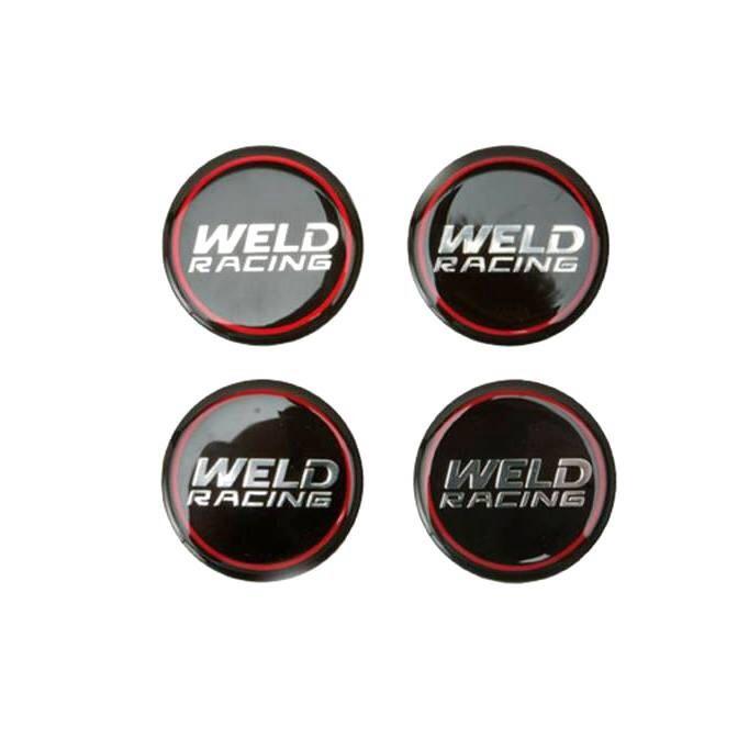 4 new 601-3015 weld racing logo wheel center cap emblem stickers 1.7" diameter