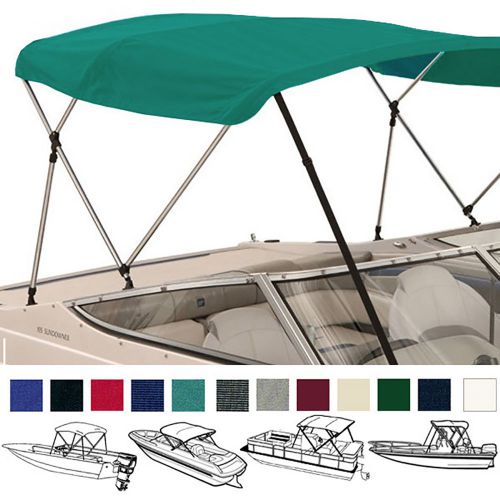 Bimini top boat cover teal 3 bow 72"l 46"h 67"-72"w - w/ boot &amp; rear poles